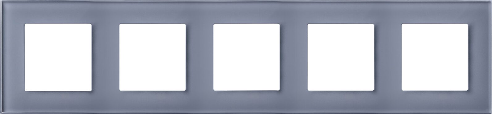 Рамка пятипостовая горизонтальная/вертикальная стеклянная cерая платина "Эстетика" GL-P105-GPG