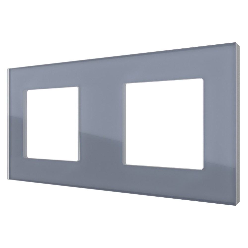 Рамка двухпостовая горизонтальная/вертикальная стеклянная cерая платина "Эстетика" GL-P102-GPG